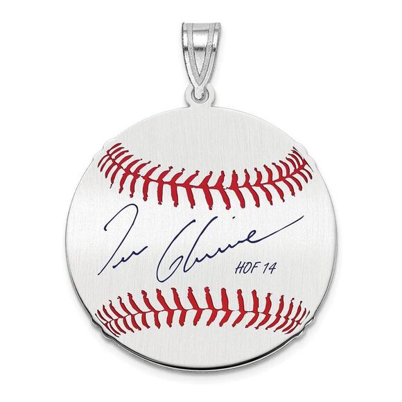 Sterling Silver Tom Glavine Signature MD Enamel Baseball Pendant